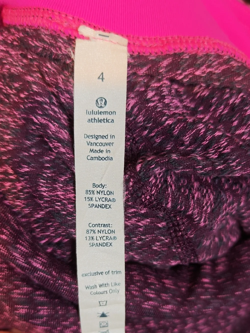 LULULEMON Wunder Under Crop Ziggy Wee August Glo / Raspberry Glo Light Size 4